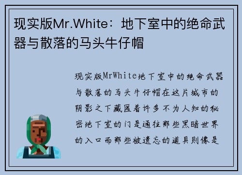 现实版Mr.White：地下室中的绝命武器与散落的马头牛仔帽
